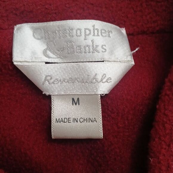Christopher & Banks maroon reversible fleece sweater vest Sz M NWOT - Picture 5 of 8